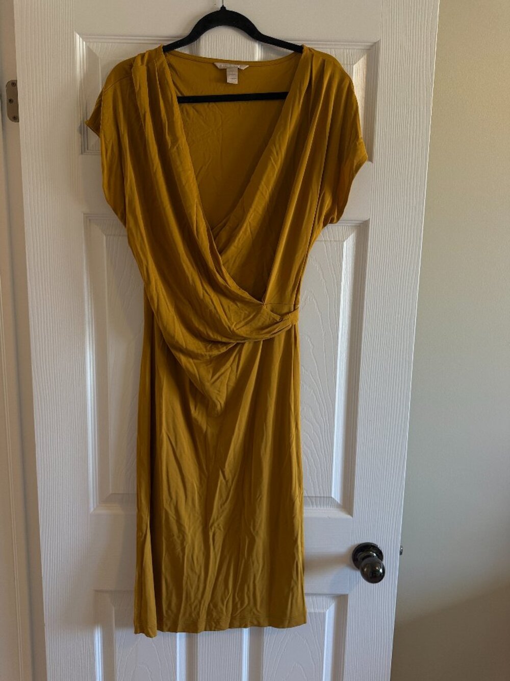 Banana Republic Mustard Draped Wrap Midi Dress Size M